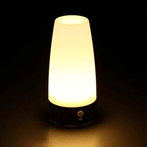 Guijiyi Luz de Nocturna Led, Lámpara de Mesita de Noche, Luz de Noche LED Lámpara con Sensor de Movimiento LED PIR Inalámbrico, Lámpara con Pilas para Dormitorio,Pasillo,Niños Habitación