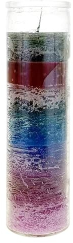 Mega Candles 1 pc Unscented 7 Color Glass Devotional Prayer Candles, Hand Poured Wax Candle 2 Inch x 8 Inch, Sanctuary, Vigils, Prayers, Casting Chimes, Spiritual, Rituals, Spells, Wicca, Deities