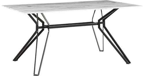 Matbord i Glas Rektangulärt 160 x 90 cm Modern Design Marmor Effekt Ballina