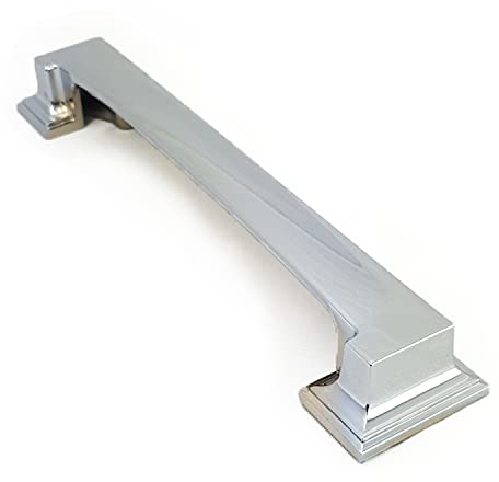 French Furniture Fittings Set of 4 Art Deco Kitchen Cabinet Square Cup Handles Two Sizes, for Cupboard Doors and Drawers Polished Chrome (Distance Between fixings 128 or 160mm)