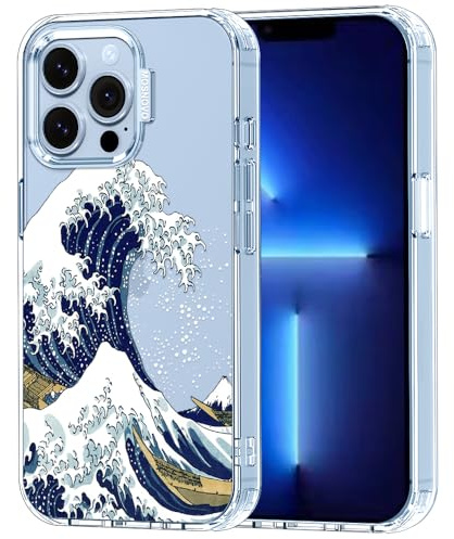 MOSNOVO Case for iPhone 13 Pro, [Buffertech 6.6ft Military-Grade Drop Protection] [Anti Peel Off Tech] Clear TPU Bumper Phone Case Cover Design - Great Wave