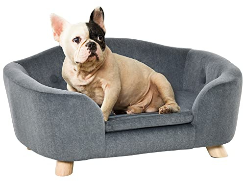 PawHut Hundesofa mit weichem Kissen für Hunde, Größe XS, Grau