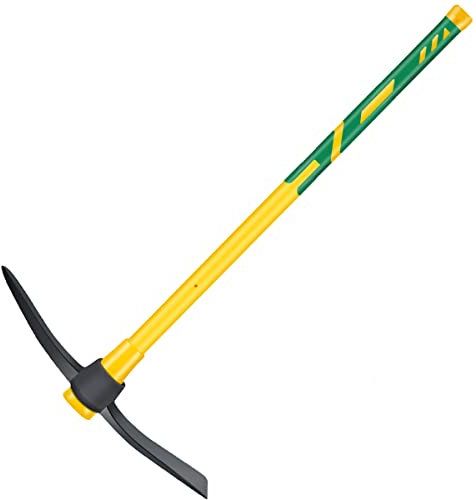 Pick Mattock with Heavy Duty Forged Construction, 36 Heavy Duty Pick Hoe,Solid Fiberglass Core, Ergonomic No-Slip Handle, Garden Pick Axe, and Adze Hoe