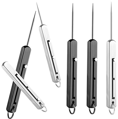 Geieold 6 PièCes de Cure-Dents Portables en Titane Porte-Cure-Dents en MéTal pour Cure-Dents en Plein Air pour Pique-Nique et Camping