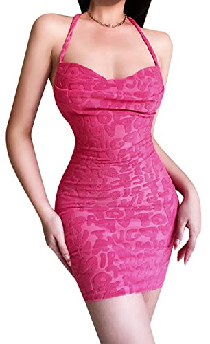 BKEPDY Vestito Donna Spaghetti Strap Abito Corto Estivi Elegante Cerimonia Vestiti con Cinturino a Spalla Texture Jacquard Abiti da Cerimonia Festa Cocktail Party