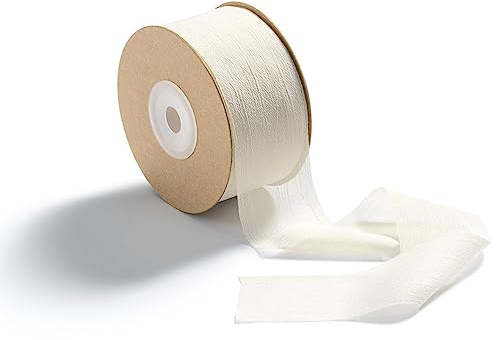 CHUQING Geschenkband Chiffon Beige 3,8cm x 22,8 m Schleifenband Festival Bänder Dekoband für Hochzeit, Taufe und Geburtstag Geschenke,Elfenbein