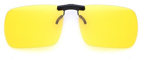 JM Lunettes de Soleil à Clip Rectangulaire sans Bord Lunettes Polarisées Légères Hommes Femmes Polarisées Jaune