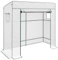 Outsunny Tomato Greenhouse with Reinforced PE Cover, Walk-in Garden Growhouse with Large Roll-up Door and 2 Mesh Windows, Portable Indoor Outdoor Green House, 196L x 77W x 178Hcm, White