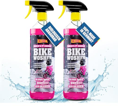 WOSHUP! Bike Wosher Fahrradreiniger 1000 ml Xtra Skin Schutzfilm Premium Bike Cleaner für Fahrräder und E-Bikes Reinigungsspray Biologisch Abbaubar Fahrradreiniger (2 x 1 Liter)