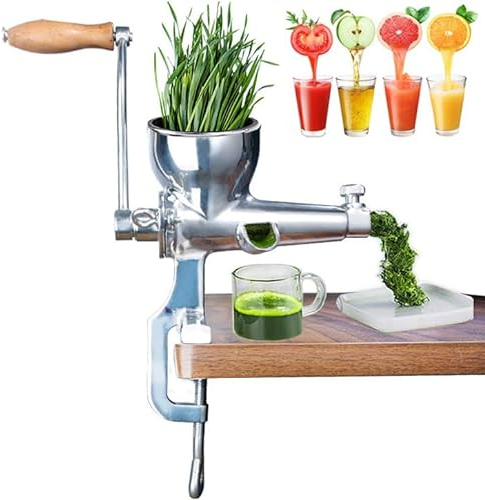 YhsPkh Haushalts-Entsafter (9 cm Durchmesser), Manueller Weizengras-Entsafter, Manueller Entsafter Aus Edelstahl 304, Geeignet Für Weizengras, Zitrone, Obst, Gemüse