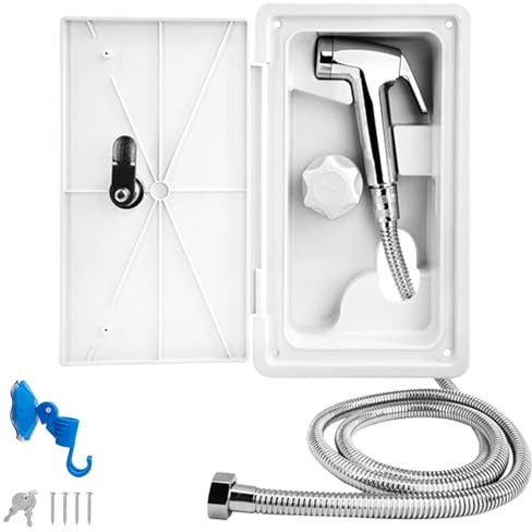 TOOSOAR dusch vit enkelknapp utdragbar campingdusch med 1,5 m metallslang