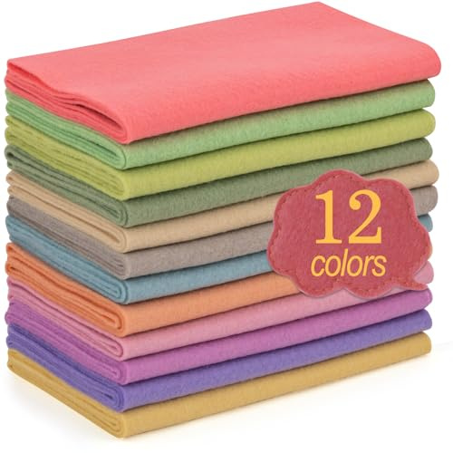 XSEINO 12 Rolls 8x35 1.4mm Thick Soft Felt Fabric Sheet 12 Assorted Morandi Series Colors Felt Pack for DIY Craft Sewing Squares Nonwoven Patchwork