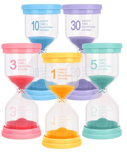 XTDMJ Lot de 5 sabliers colorés pour enfants - 1/3/5/10/30 minutes - Sabliers pour salle de classe, cuisine, jeux et décoration de bureau à domicile