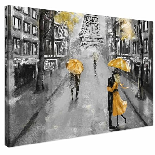 AREDE Cuadro decorativo en lienzo — Reproducción al óleo de París, arte moderno para pared de salón, dormitorio u oficina | 60 x 40 cm | Listo para colgar