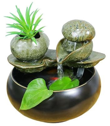 FAJNUZI2024 Fontana Tavolo Fontana d'Acqua in Ceramica in Stile Rustico, Piccola scrivania, Ornamenti, Mobile TV, Soggiorno, Arredamento Decorativo Fontana Interni