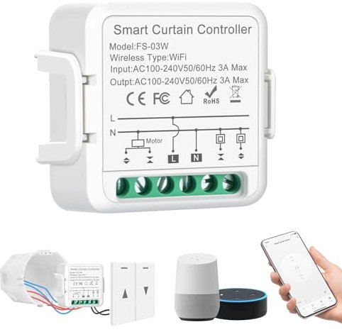 WiFi Roller Shutter Timer and Voice Control, WiFi Roller Shutter Switch for Controlling Roller Shutters, Wireless Switch Blind Switch Set, Electric Shutter Control for Blinds and Awnings