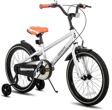 STITCH Bicicleta infantil vintage de 20 pulgadas para niños y niñas de 9 a 11 años, bicicleta infantil de 20 pulgadas con estabilizador y soporte, color plateado STITCH Bicicleta infantil vintage de