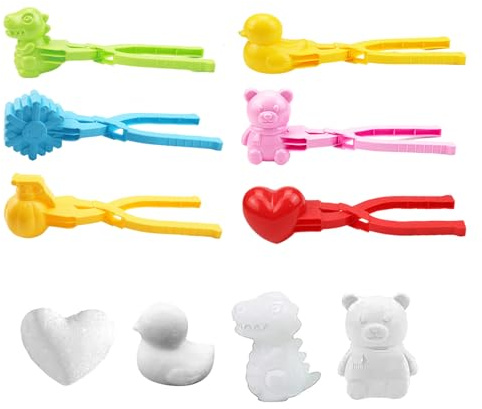 BASTOUR 6 Pinze da Neve per Bambini, Macchina per Palle di Neve, Clip per Palla di Neve, Forme di Animali dei Cartoni Animati, Clip di Palle di Sabbia, per Le Battaglie Invernali