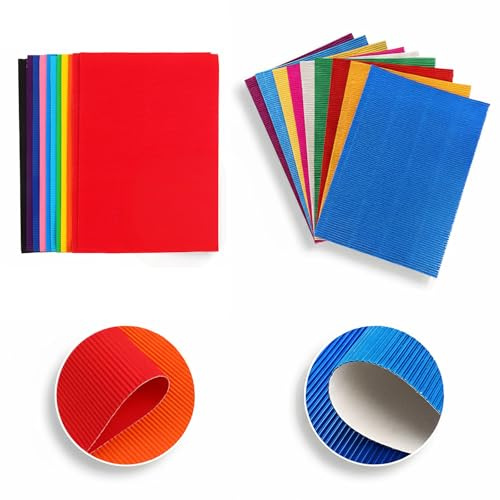 Cartoncino ondulato A4, 20 pezzi, carta ondulata per progetti fai da te e fai da te, 10 colori