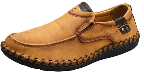 Generisch Pantoufles en cuir pour homme : chaussures en cuir à semelle souple chaussures basses antidérapantes chaussures d'extérieur vintage chaussures de loisirs légères chaussures traditionnelles