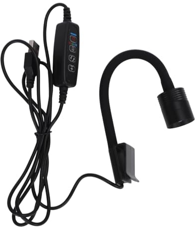 Qcwwy Foco para Acuario Luz LED para Acuario Luz de Enfoque para para Pecera Abierta Iluminación de 3 Colores LED Interior Ajustable Mini Lámpara con Clamp/Holder IP65 Impermeabilización Abrazadera