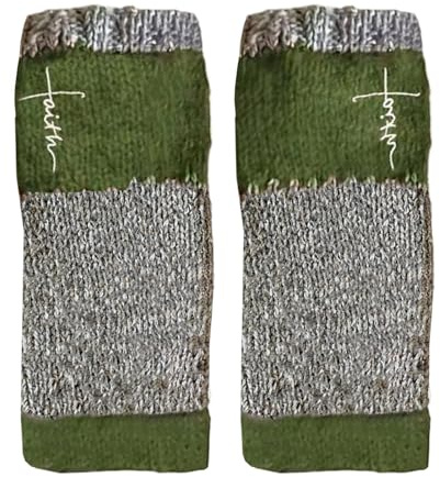 Erconsso stickade fingerlösa handskar vinter, fingerlösa handskar termiska handledsvärmare söta avslappnade vantar för damer vuxna tonåringar studenter reseutflykter, gRÖN, Refer to description