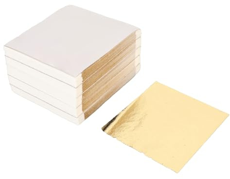 SALALIS 500 St Fashionabla Bladguld för Konstförgyllning Hantverk Målningsdekoration, Premiummaterial Imitation Guldfolieark för Heminredning, Storlek 3,7 X 3, Tum