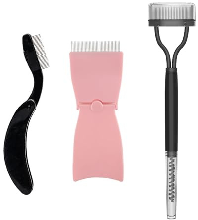 SWYZOR Set de 3 Cepillos de Pestañas y Cejas, Peine Separador de Pestañas de Acero Inoxidable, Cepillo de Cejas Profesional para Maquillaje
