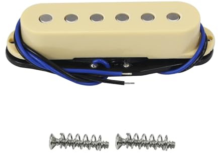 FLEOR Alnico 5 ST Single Coil Pickup Guitar Middle Pickup Flat Pole for ST SQ Electric Guitar, Cream