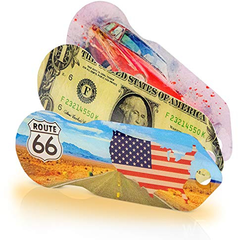 Einkaufswagenlöser ® Amerika/Entriegler für Einkaufswagen – inkl. 1 Jahr Schlüsselfundservice/Einkaufswagenchip abziehbar/Einkaufschip zum rausziehen/Schlüsselanhänger Metall / 3 Stück