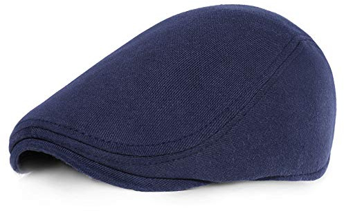 PORSYOND Mens Gatsby Flat Cap Solid Color Beret Navyblue
