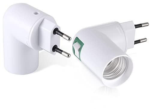 Tlidfgeo 2 stycken E27 lamputtag med kontakt EU-kontakt E27-sockel adapter 180° rotation E27 adapter uttag E27 lamputtag uttag