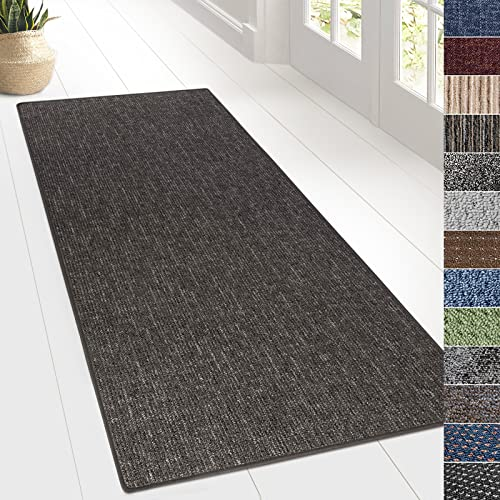 KARAT Teppich Läufer für Küche, Flur & Wohnraum - Teppichläufer auf Maß - Meterware - Flurteppich - Küchenläufer - Wohnzimmer Teppich (80 x 150 cm, Alto - Anthrazit)