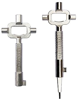 Kellegour 2 pcs Llave de Construcción Universal,Llave Universal de Aleación de Zinc,Llave Universal para Construcción,Llave Cuadrada de 6/7/8 mm,para Bombines/Cilindro/Cerraduras/Sacacorcho,Plateado
