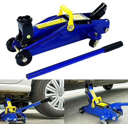 Wagenheber Hydraulisch, Rangierwagenheber 2T Wagenheber Flach Hubhöhe 135-320mm Wagenheber SUV, Unterstellbock für Reifenwechsel, Ölwechsel, Roll- und Lenkbar