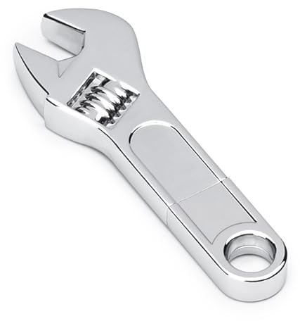 BORLTER CLAMP 32GB USB Flash Drive Memory Stick Retro Metal Wrench Shaped Pendrive for External Data Storage, Black