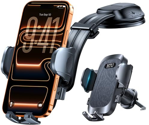 HTU Upgraded Strongest Suction No Block View Bendable Arm Car Phone Holder