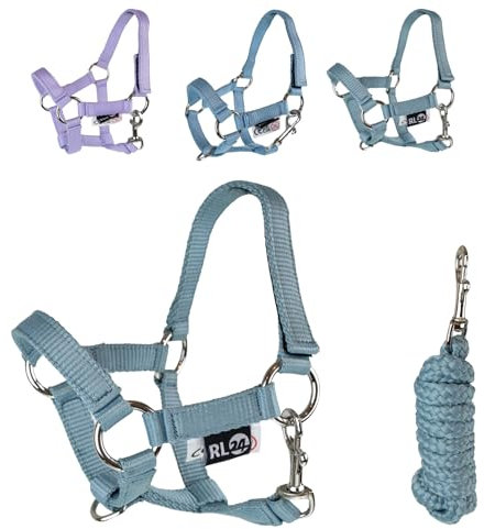 RL24 - Hobby Horse Halfter mit Strick – Steckenpferd Spielzeughalfter – Strick mit Karabinerhaken – Hobby Horse Zubehör – Spielzeug Pferdehalfter in Hellgrün