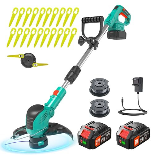 JWDJ Cordless Strimmer Upgraded 9-Inch Straw Rope 21V Battery Grass Trimmer For Lawn Trimmingtwigsbrush Cutting (Grass Trimmers - K80 '')