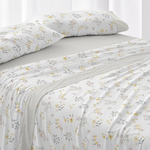 Burrito Blanco | Juego de sábanas Algodón | Cama de 180cm. (+Medidas Disponibles) | Diseño 634 | Color Beige (180x190/200cm.)