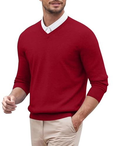 Jersey de punto para hombre, cuello de pico, monocolor, manga larga, jersey de invierno, sudadera de trabajo, suéter de negocios, tiempo libre, cachemira, jersey de punto