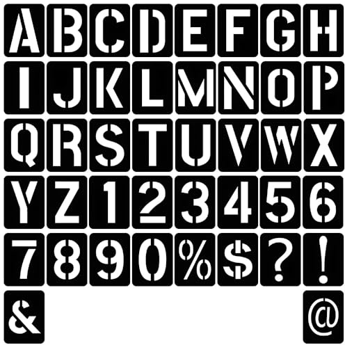 TONGIHS 42 Piezas Plantillas Letra Inglesa Reutilizables,para Pintura,Negro | 10,1×7,1cm,PET,Reutilizable,Fácil de limpiar,Se puede personalizar libremente con rotuladores,para Madera,Tela,Papel,Paredes
