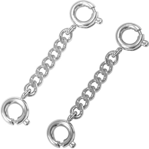 XETHI 2 Piezas Extensor de Collar Plata | Cadena de Extensión de Plata de 3cm con Doble Cierre | Alargador de Collares y Pulseras para Ajuste de Longitud