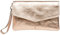 Caspar Elegante Leder Clutch Abendtasche aus samtweichem Nappaleder Damen Umhängetasche - PREMIUM LINE - Modell No.322 - Made in Italy, Farbe:roségold, Accessoires:One Size