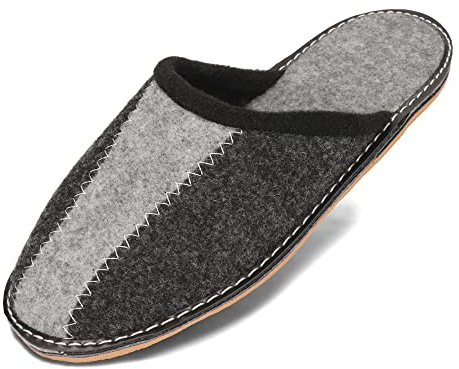 BeComfy Pantofole in Feltro da Uomo Suola in Gomma Molto Leggero Grigio Nero 40 41 42 43 44 45 46 EU