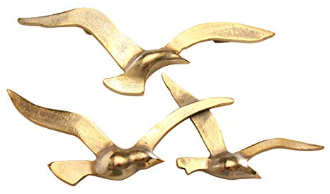 Boltze Wandobjekt Birdy (gold, Wanddeko aus Metall, maritimes Motiv, Wandbild für Flur / Wohnzimmer / Esszimmer) 1011623