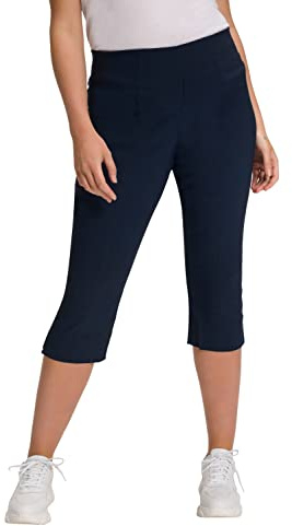 Ulla Popken Bengalin-Capri Pantaloni, Blauschwarz, 45W / 32L Donna