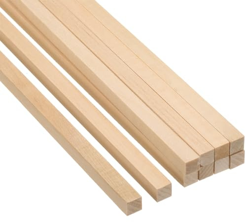 PATIKIL Varillas de Madera de 5/16 Pulgadas, 10 Piezas de Varillas Cuadradas de Madera de 12 Pulgadas sin Terminar para Manualidades Diy