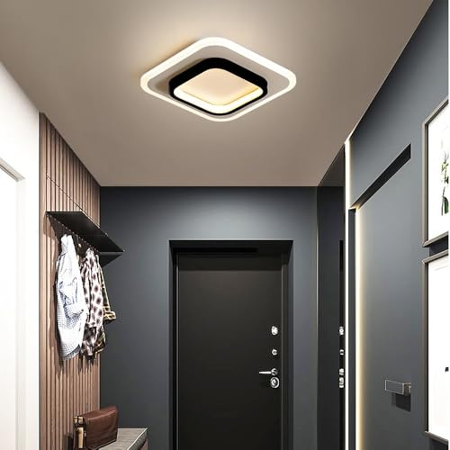 TONGNIDA 20 W minimalistisk fyrkantig taklampa, justerbar LED-taklampa i tre färger, svart grå 24 x 24 cm grisljus för vardagsrum, sovrum, heminredning
