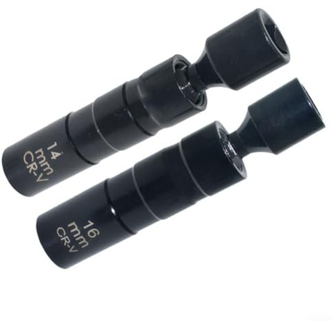 HEBEOT Dünnwandige Zündkerzenstecknuss, 3/8 magnetische Hülse, 12-Punkt-Dünnwand-Steckdose für 14 mm und 16 mm Stecker, 98 x 21 x 18 mm (schwarz), 2 Stück